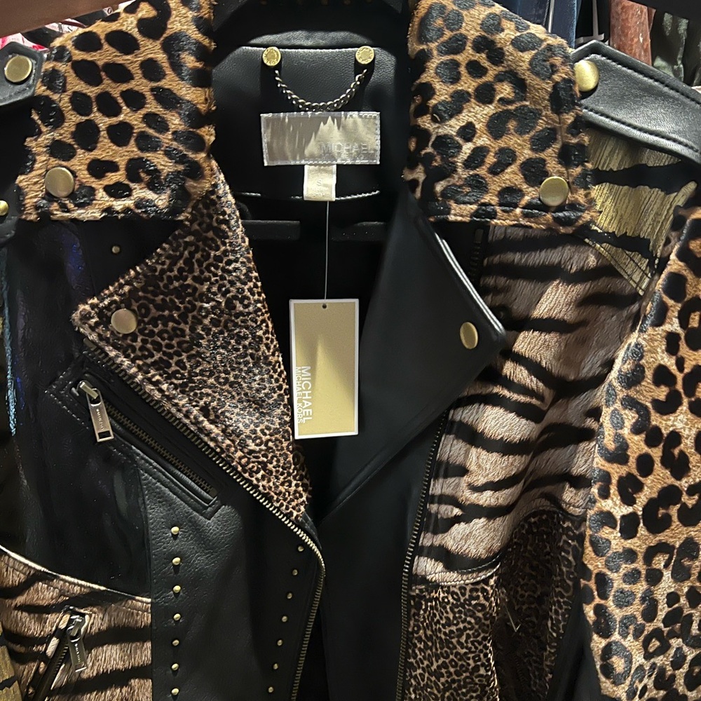 Michael kors multicolor leather jacket